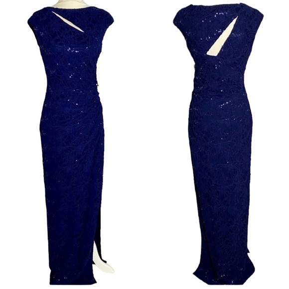 🆕 Gorgeous Navy Sequined Gown - Picture 12 of 14